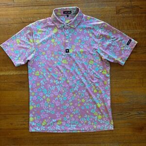 Bad Birdie Flower Bomb Men's Golf Polo Size Medium Short Sleeve